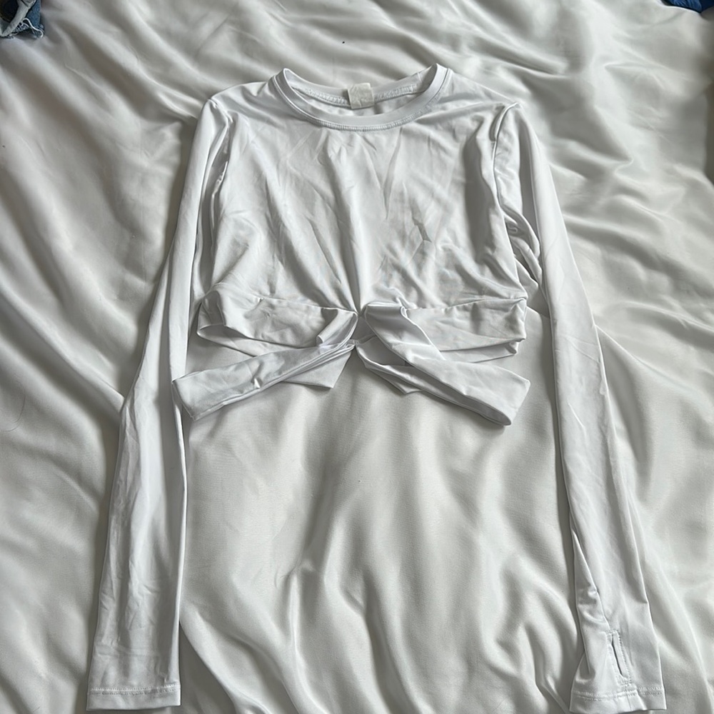 White long sleeve athletic top